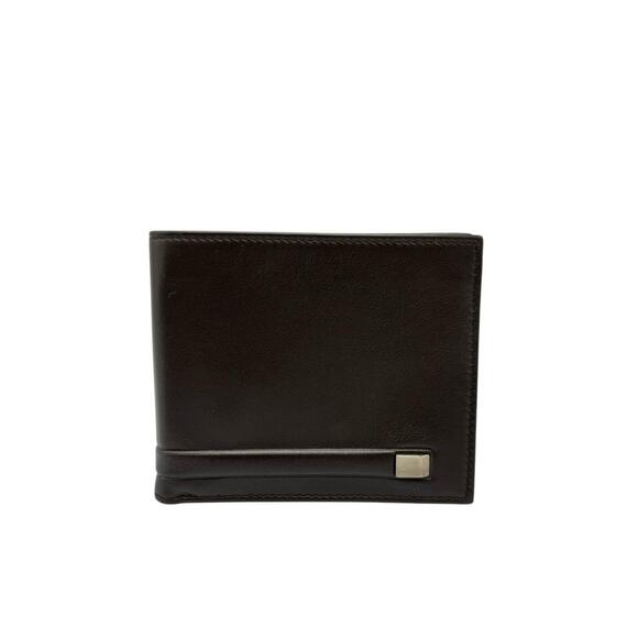 Salvatore Ferragamo bi-fold leather wallet dark brown for men.